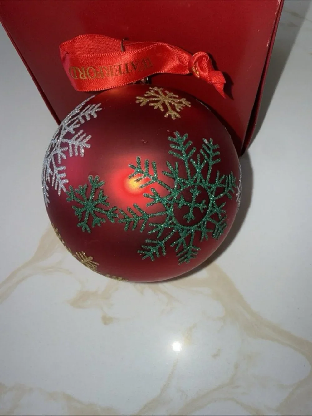 Waterford Holiday Heirlooms CHRISTMAS BALL Ornament  In Original Box With Ribbon